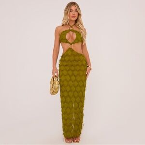 EGO - HALTERNECK RING DETAIL CUT OUT MAXI DRESS